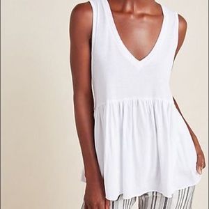 Anthropologie White Sleeveless Top
